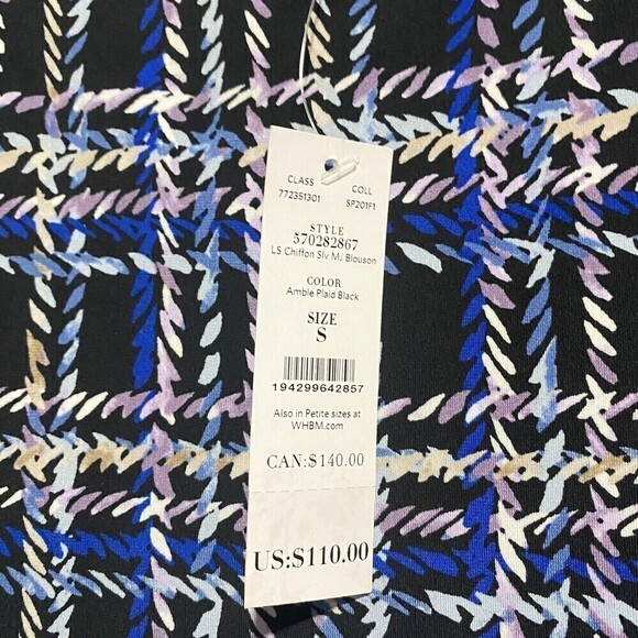 NWT White House Black Market Long Sleeve Blouson Dress Amble Plaid Black Small - Picture 9 of 15